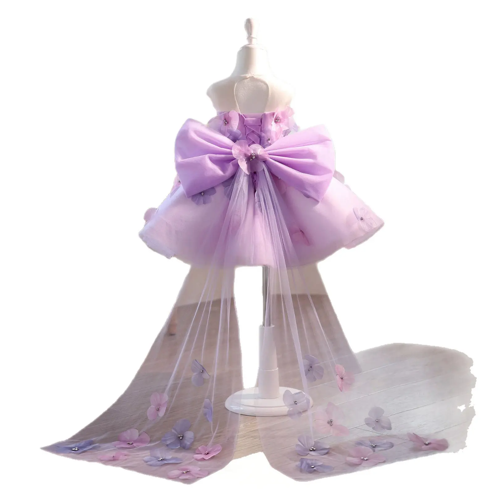 Custom 3D Floral Trailing Luxury Dress Women Wedding Guest Gown Girls Wedding Gown Birthday Party Pageant Runway Formal Gown