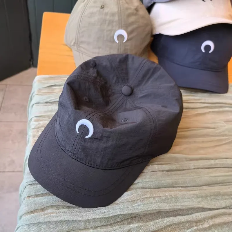 Unisex Simple Crescent Embroidery Quick Dry Baseball Cap Summer Outdoor Sports Breathable Sunhat For Fishing Golf Adjustable Cap