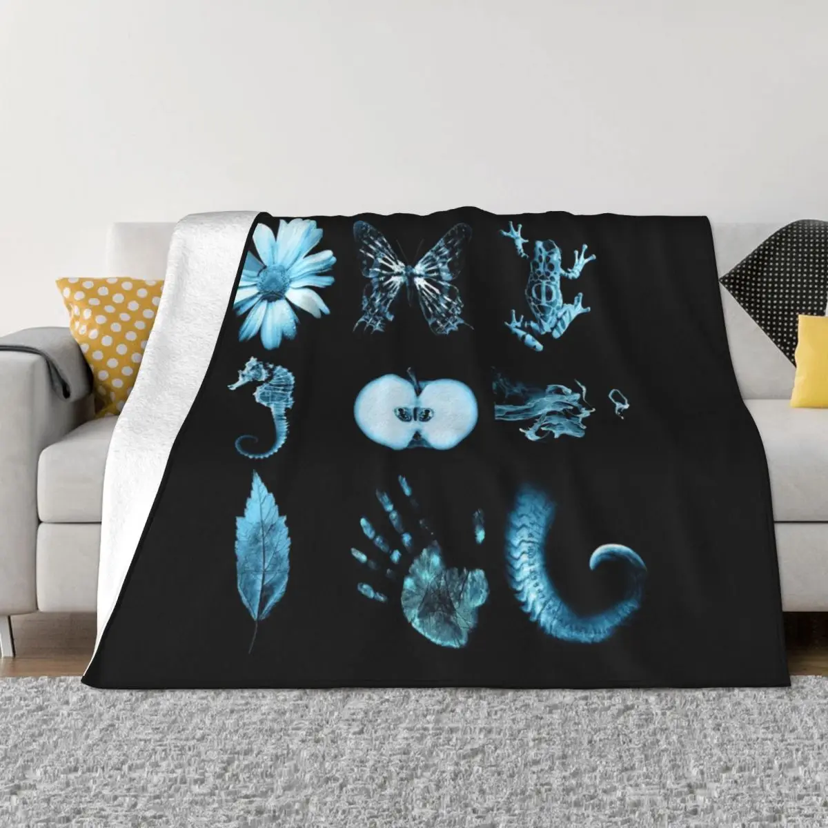 

All nine glyphs of Fringe Throw Blanket furry Fluffy Shaggy Blanket Summer Blanket