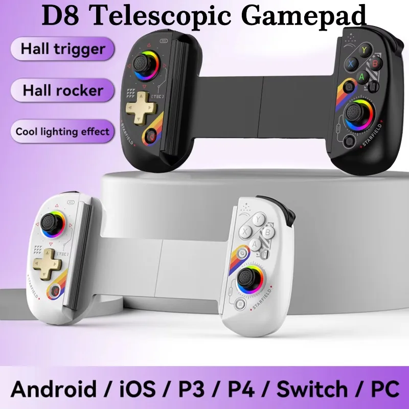 BSP D8 RGB Tablet Controller Wireless Handle for Switch Game Bluetooth Stretching Joystick for Android IOS Hall Effect Gamepad