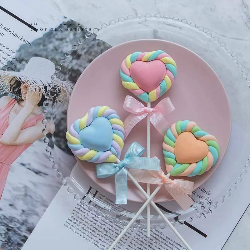 Simulation Love Cotton Lollipop fake candy Sweet Cake Table Shop Window Decoration Candy Model Shooting Props Party Decor