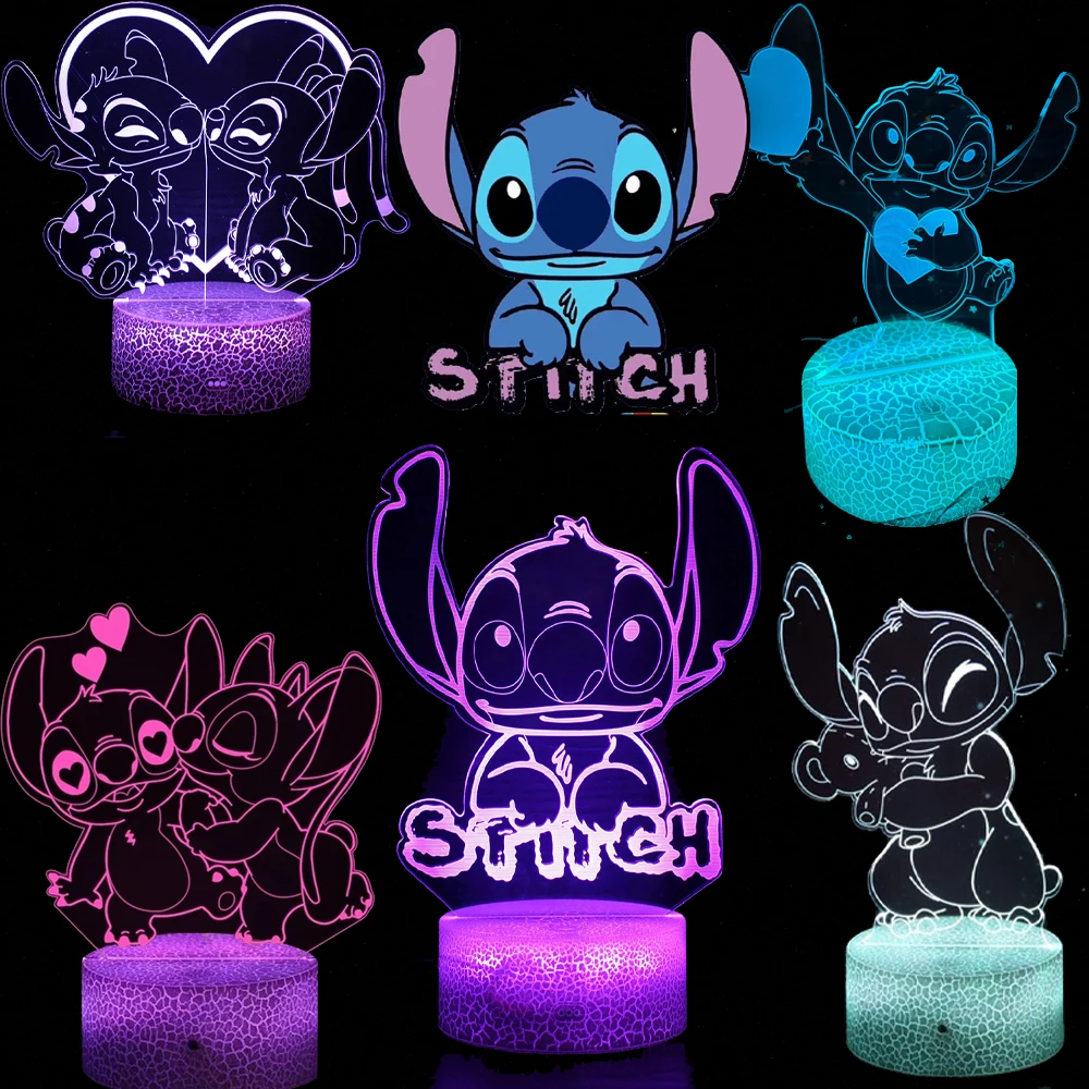 Lilo & Stitch Luz nocturna Banda de 16 colores Control remoto y lámpara de decoración de habitación táctil inteligente Cumpleaños Día de San Valentín Regalos de Navidad