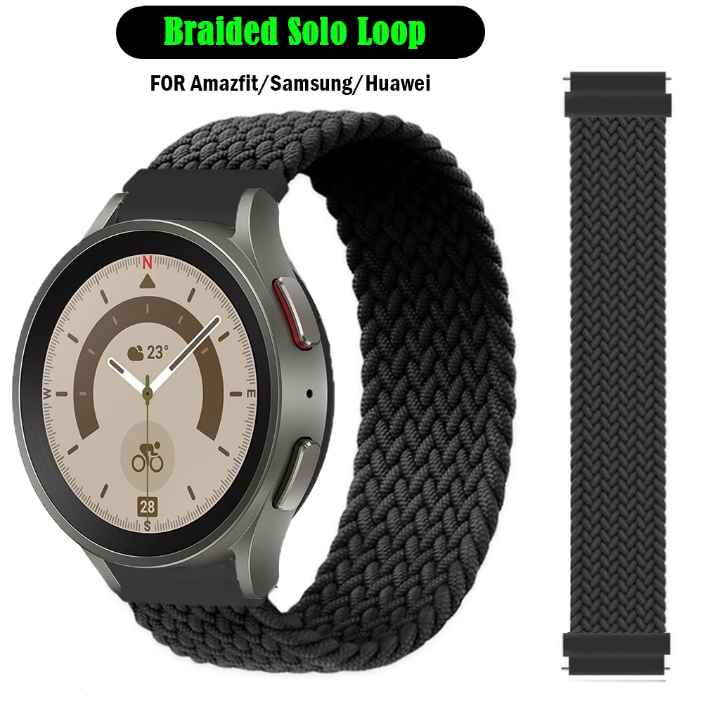 Braided strap for Samsung Galaxy watch 5/3/4/classic/active 2 20/22mm Solo Loop bracelet Huawei/Amazfit Gtr/GTS 4-3-2-e-pro band