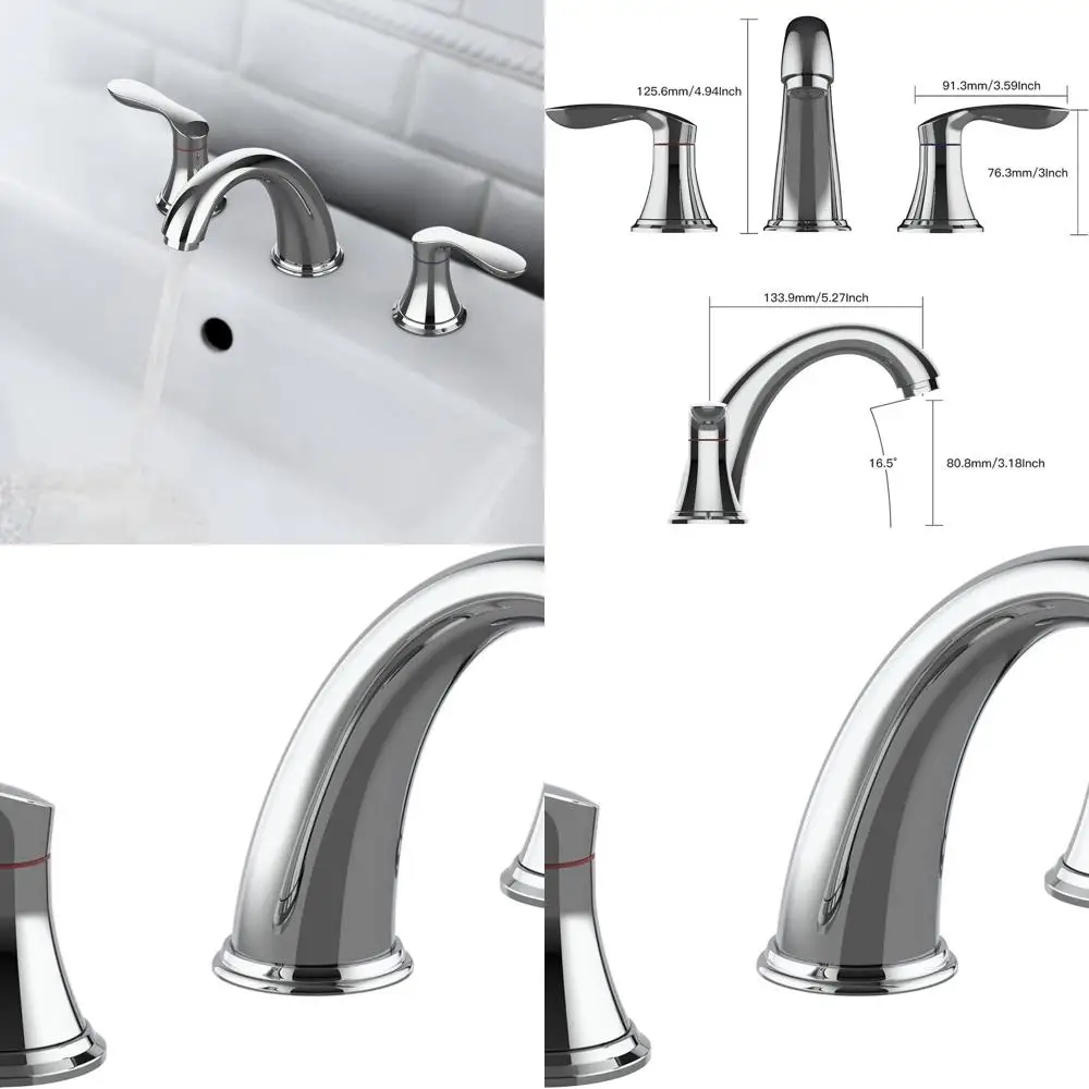 

Chrome 3-Hole Widespread Bathroom Sink Faucet with Stainless Steel Pop-Up Drain and Lead-Free Hose