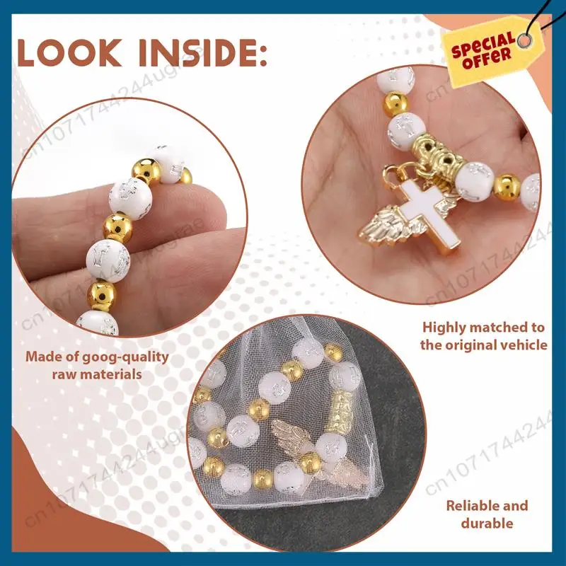 -A15I 천사 날개 크로스 팔찌 오간자 가방 아크릴 세례 호의 소년과 소녀 친교 생일 결혼식