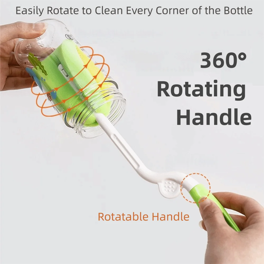 

Набор щеток для чистки детских бутылочек с мягкой головкой 360° ° Чистящая щетка для бутылок с водой без BPA, щетка с носиком, щетка для чашек, длинная ручка