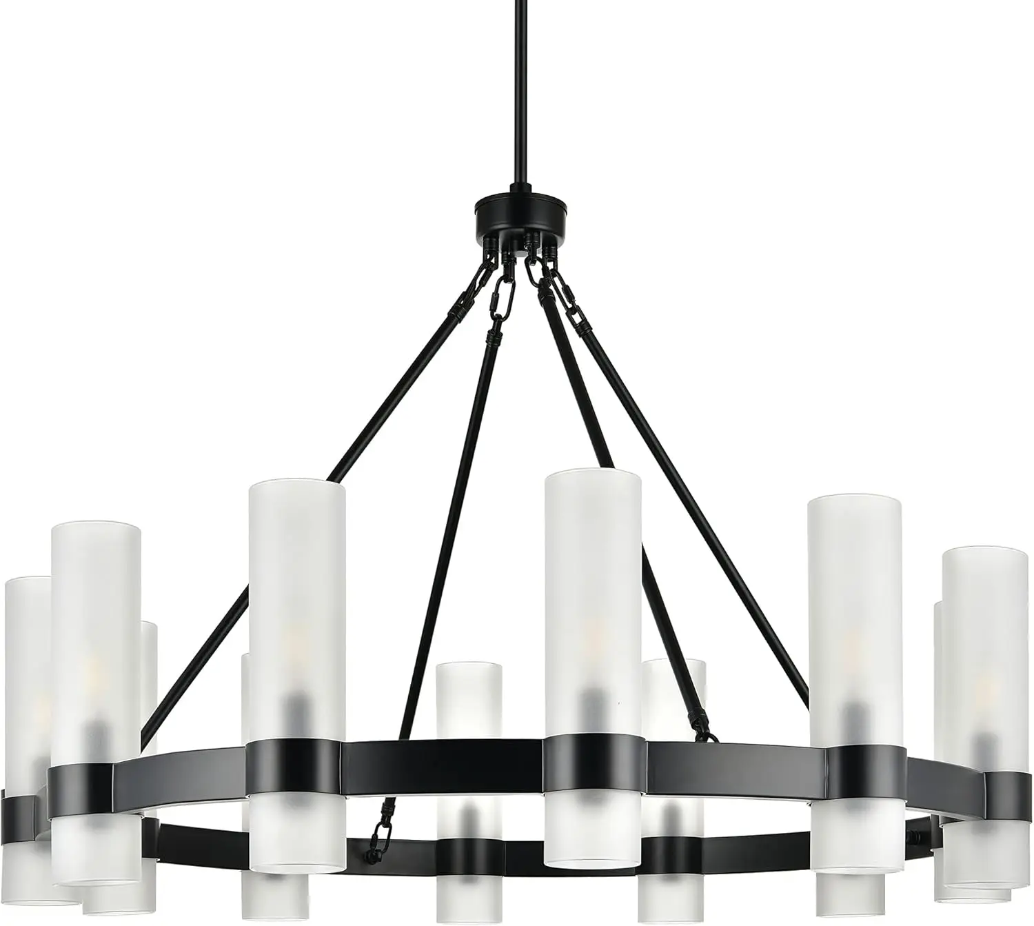 Linea di Liara Teramo Matte Black Chandelier Dining Room Light Fixture Small Wagon Wheel Chandelier Round Industrial