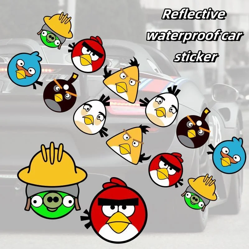 Angry Birds Cartoon Personalized Reflective Waterproof Car Sticker Creative Cartoon Character Scratch Cover Sticker Car Sticker