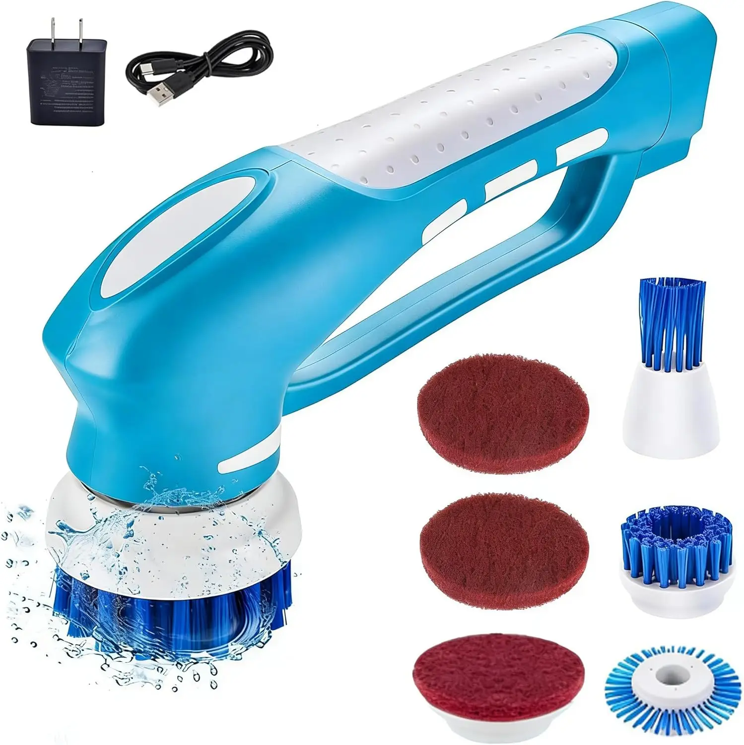 

CordlElectric Spin Scrubber with 6 Brush Heads & 2 Rechargeable Batteries, Power Scrubber for Shower