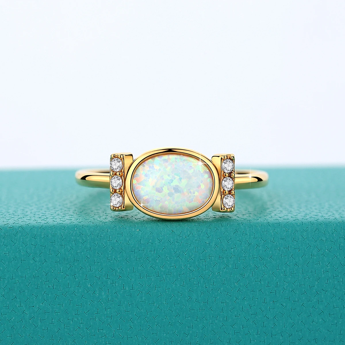 Hand Made 3ct Opal Oval Cut Genuine 14K Gold Ring 585 Unisex Party Cocltail Rings Beautiful Christmas Gift Women's Fine Jewelry