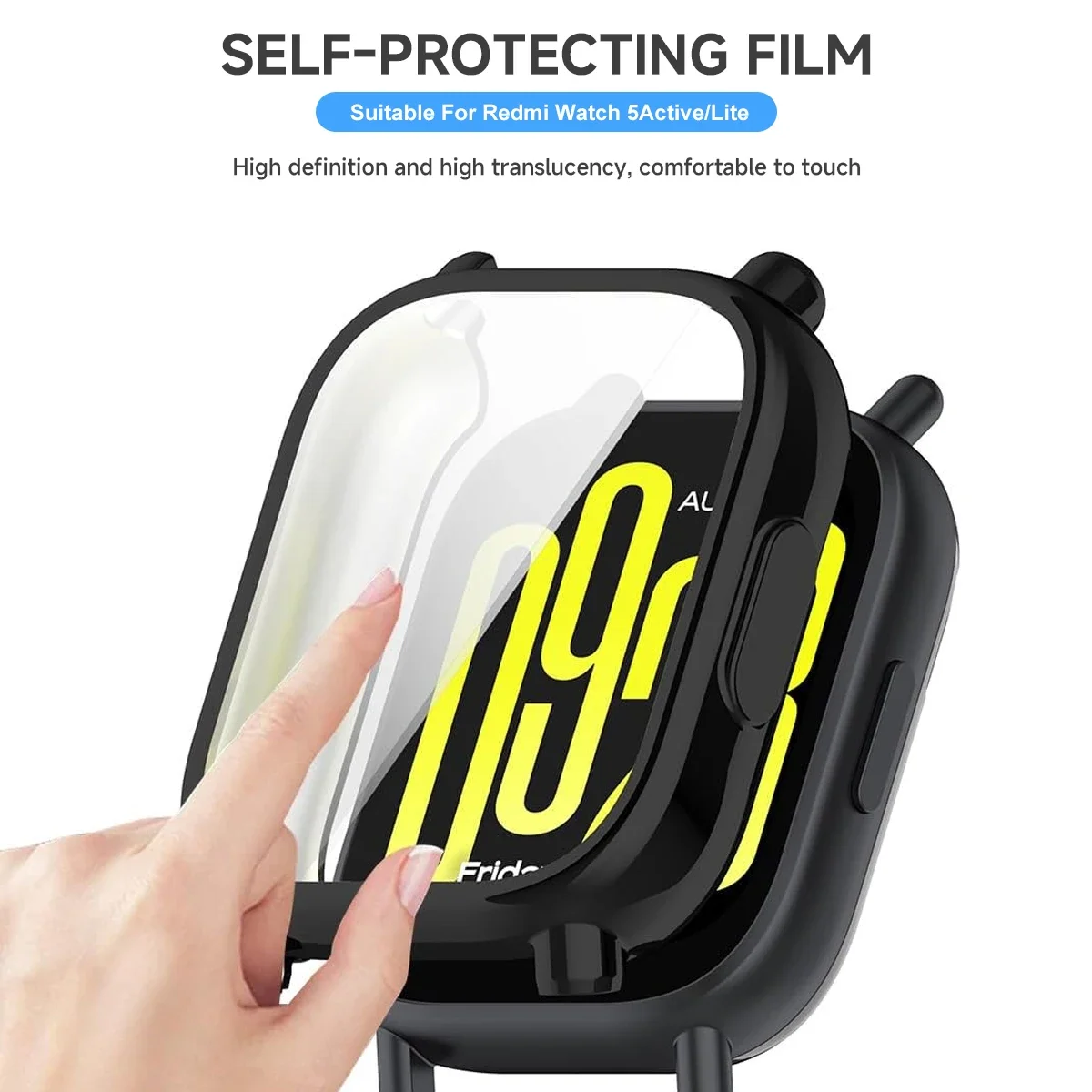 حافظة من الزجاج المقسى + PC لساعة Xiaomi Redmi 5 Active/5 Lite Smartwatch واقي زجاجي لشاشة Redmi Watch 5 غطاء نشط