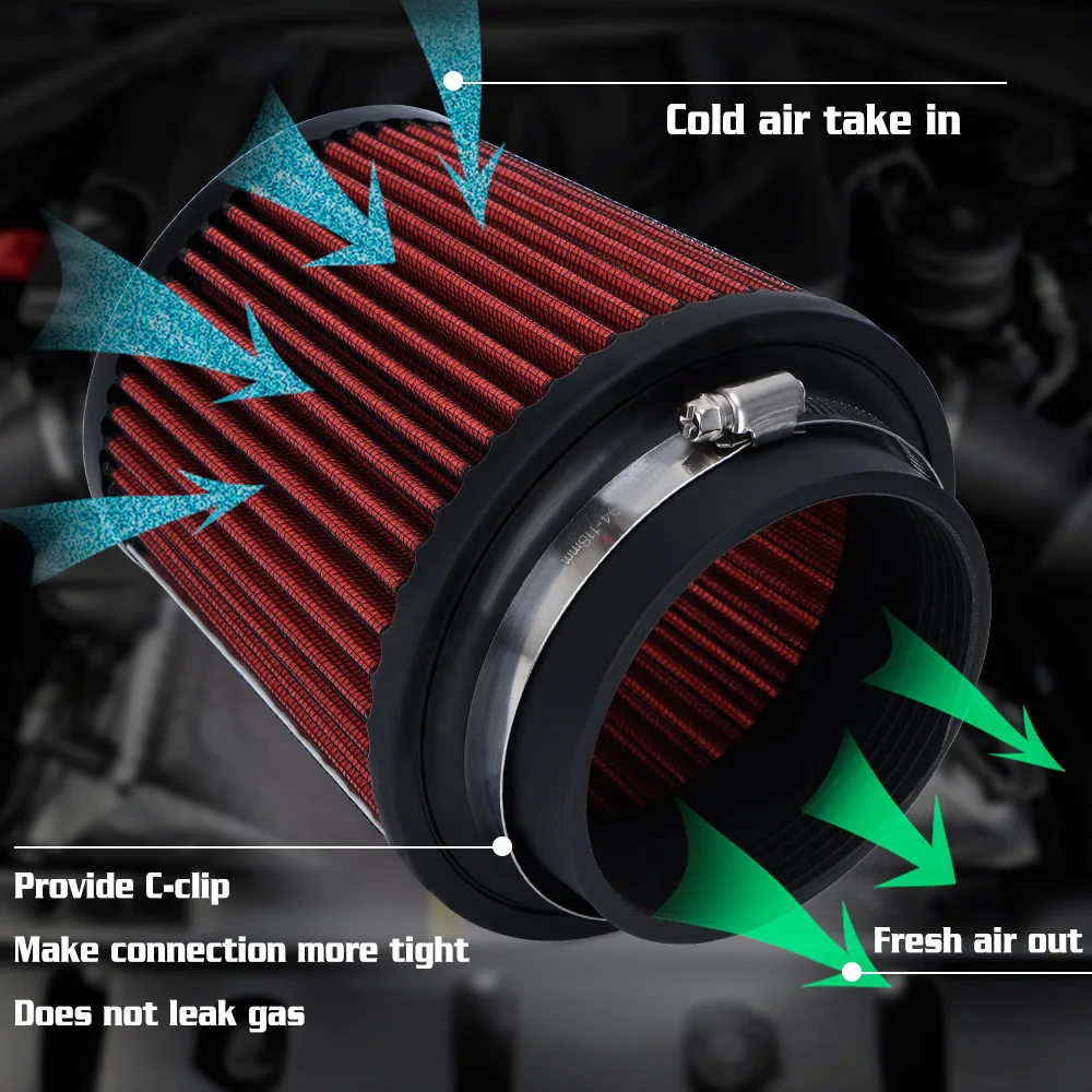 Universal Car Air Filter Modification High Flow Inlet Car Cold Air Intake Cleaner Pipe Modified Scooter 4\