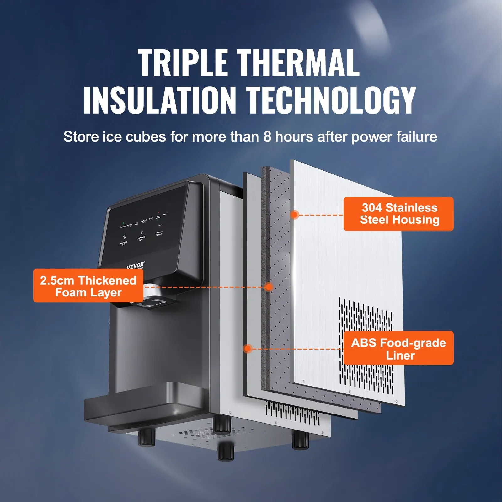 VEVOR Countertop Ice Maker,30/37/62lbs in 24H,Auto Self-Cleaning Portable Ice Maker,Automatic Water Refill Ice Machine for Home