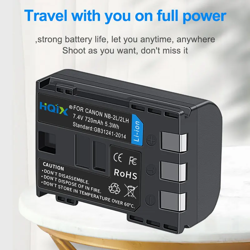 HQIX for Canon Powershot G9 S45 S70 G7 MV5iMC MV880i S80 MV830i Camera NB-2L 2LH Battery Dual Charger