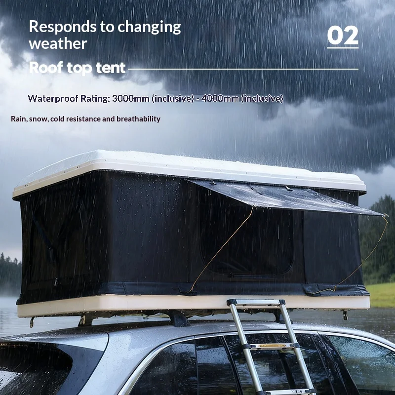 QT Cross-border Best-selling Summer Car Roof Tent Outdoor Camping Rainproof Waterproof Hard Shell Quick Automatic Opening Double