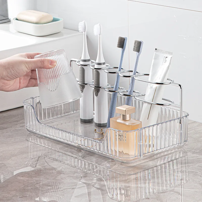 Bathroom Sink Organizer Multi Functional Space Saving Toothbrush Holder Bathroom Accessories Lipstick Perfume Shelf