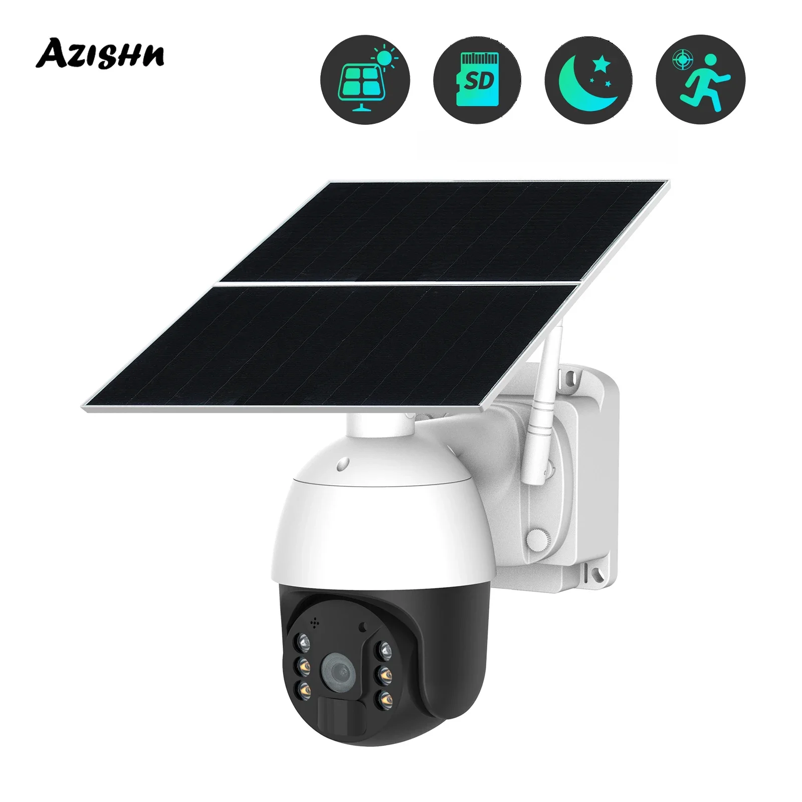 AZISHN 4 واط الشمسية CCTV كاميرا الأمن 4G 1080 PTZ دعم TF بطاقة اللون للرؤية الليلية في الهواء الطلق مقاوم للماء كشف الحركة كاميرا IP #3