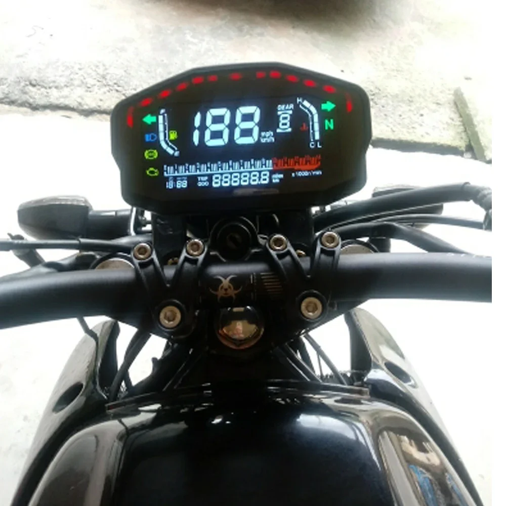 ELING GPS Speedometer with RPM Tachometer Fuel Gauge Water Temperature Gauge Multi-Function LCD Display for Motorcycle Vehicle