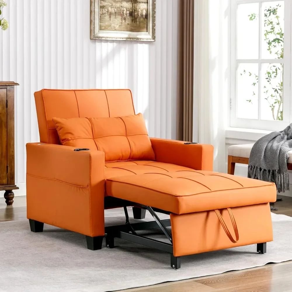 

Convertible Living Room Chairs Futon Chair Bed 3-in-1 Pull Out Sleeper Chair Bed with USB Ports, Wear-Resistant and Anti-Scratch