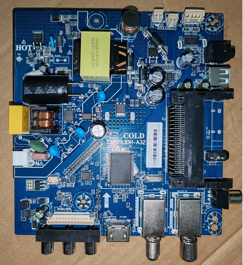 

CV3663DH-A32 Three in one TV motherboard physical photo, tested for 30--55V 25W 350ma