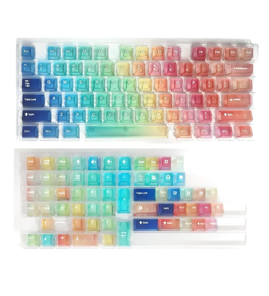 Rainbow PC transparent original small full set of keyboard keycaps suitable for ROG night devil Meijia lion wooting