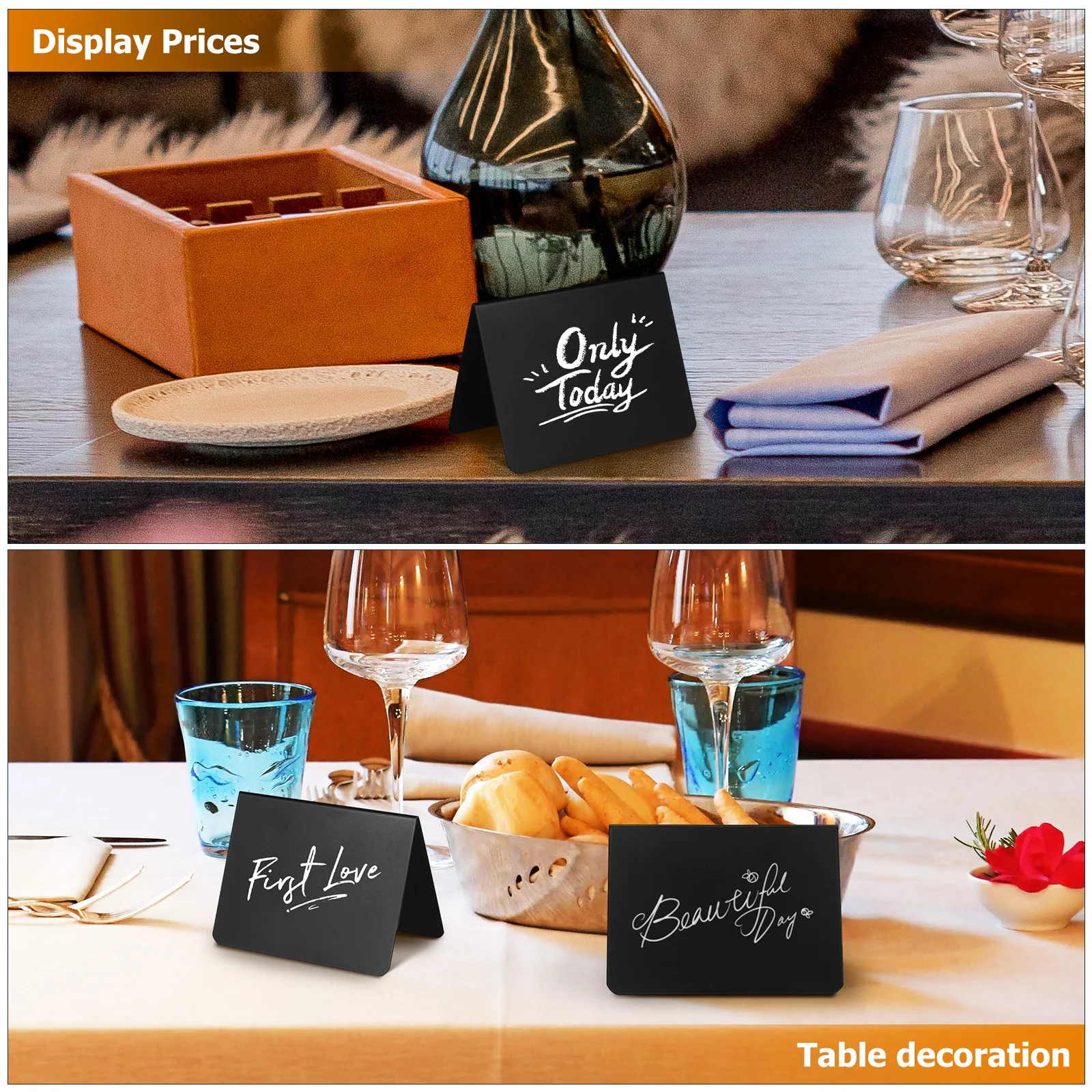 

20 Pcs Labels Blackboard + A-type Pen Cleaning Cloth Mini Chalkboard Signs for Tabletop Jar Chalkboards Tags Kitchen Notes