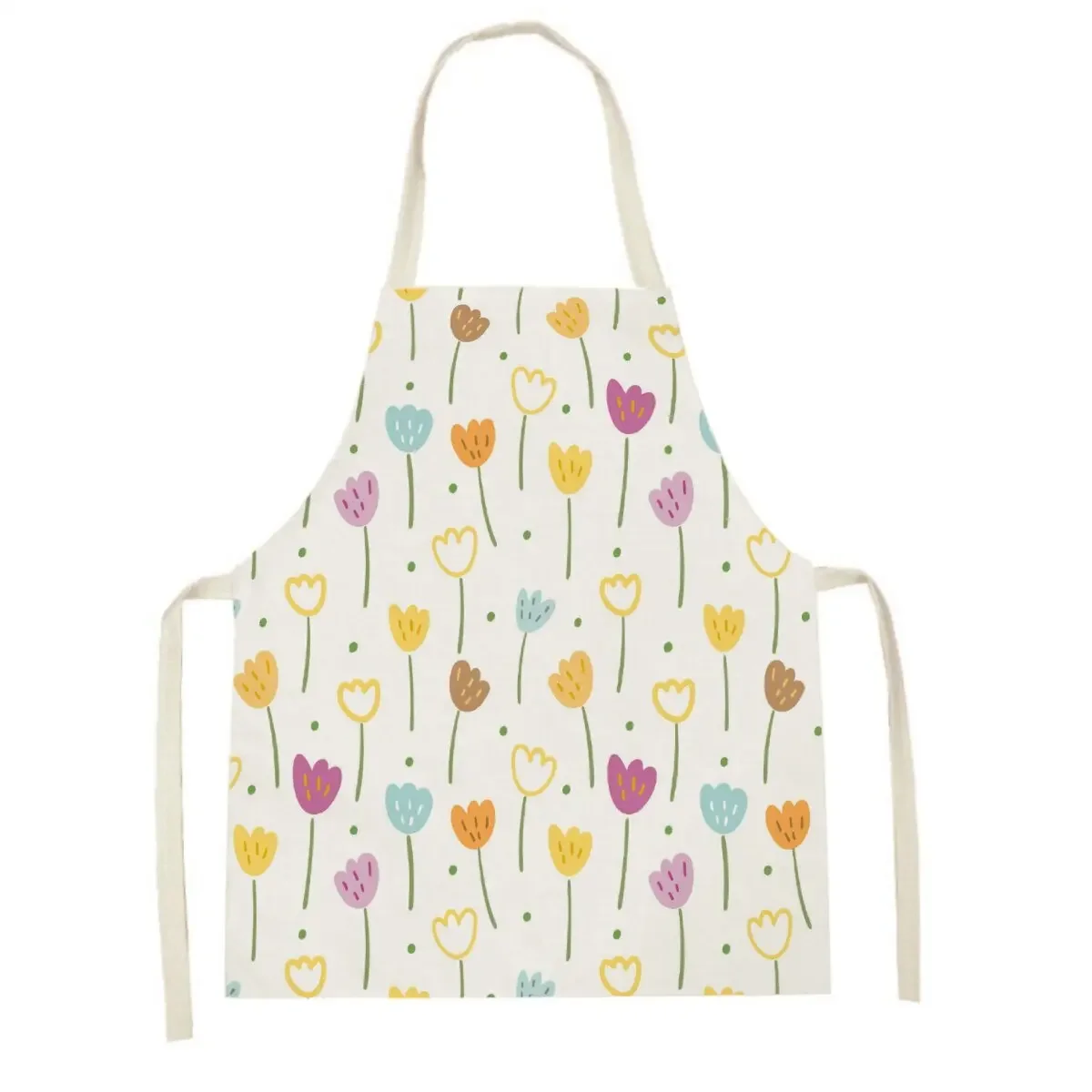 Pink Tulip Kitchen Apron Cleaning Floral Plant Apron Home Cooking Baking Men Women Tools Minimalism Kids Bib Custom Izableapron