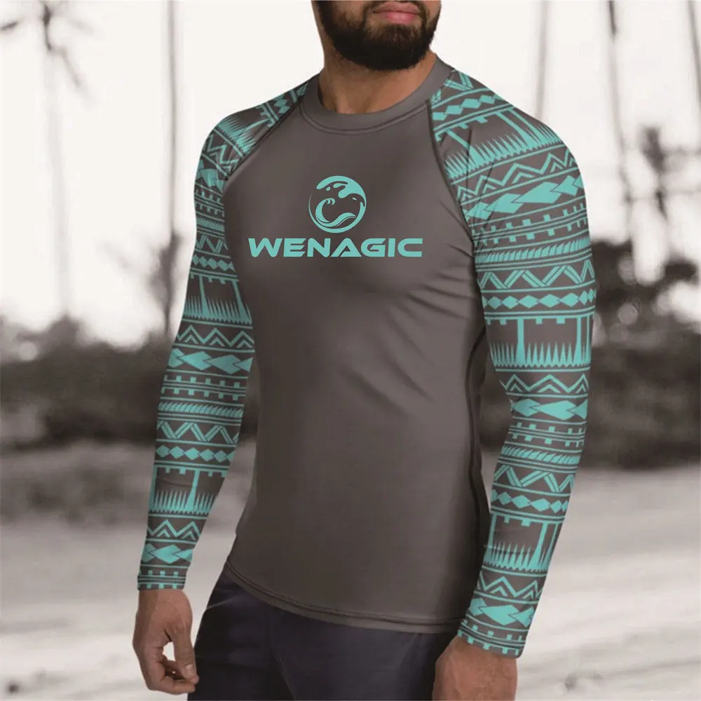 New Men Rash Guard Surfing Diving Suits UV Protection Tights Rashguard Long Sleeve Swim Float Suit Swimming T Shirt Surf Clothes