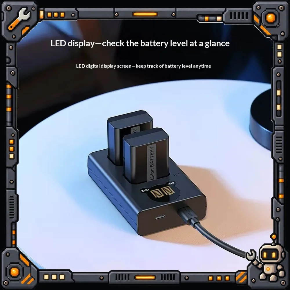 UGREEN CP613 Dual Battery Charger for NP FW50 Type C Input LED Display for Camera Streaming