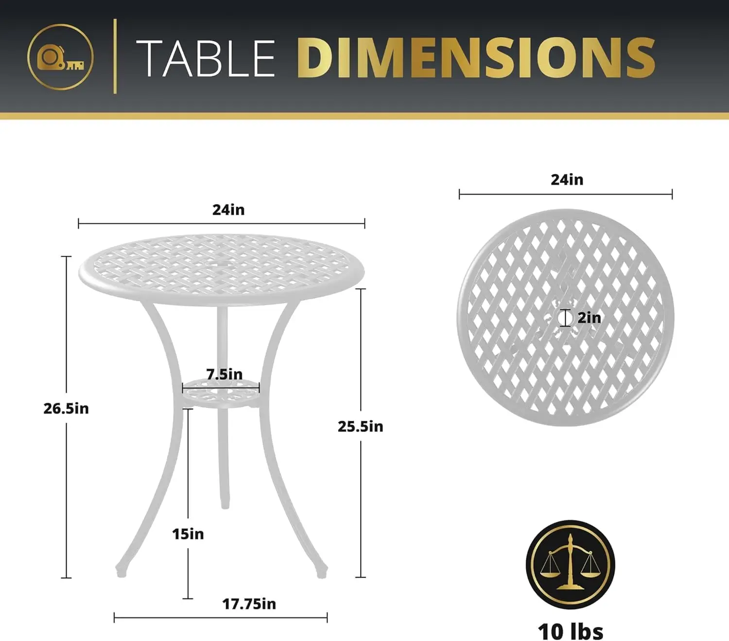 Set da bistrot da esterno Tavolo e sedie da esterno Bstro da 3 pezzi Set tavolo con foro per ombrellone, cuscini, mobili da giardino in alluminio pressofuso