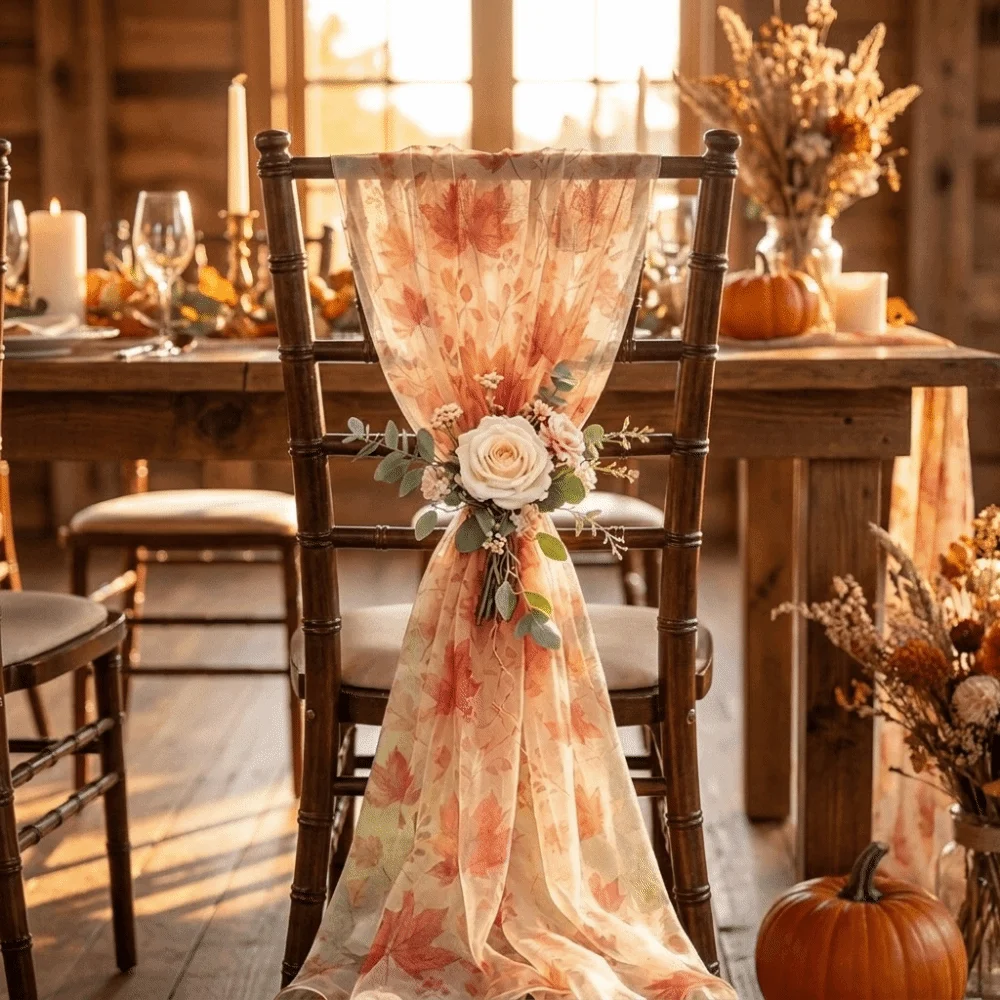 Festive Tulle Maple Leaf Table Runner Sheer Rustic Fall Table Decor Decorative Farmhouse Table Flag Table Setting