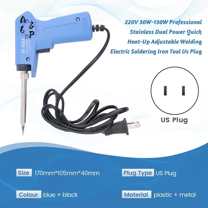 

A68P-220V 30W-130W Профессиональный нержавеющий двойной мощности с быстрым нагревом, регулируемый сварочный электрический паяльник, инструмент с вилкой стандарта США