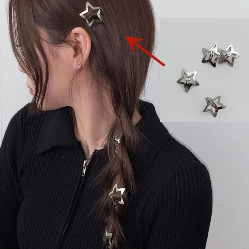 2/5/20 peças presilhas cabelo formato estrela metálica para adolescentes grampo cabelo aniversário