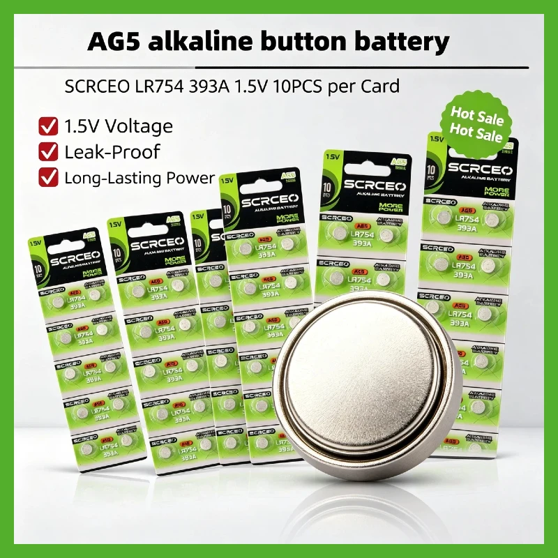 20-50PCS AG5 LR754 393 SR754 193 LR48 1.5V Alkaline Button Coin Battery For Watch Toys Calculator Remote Control