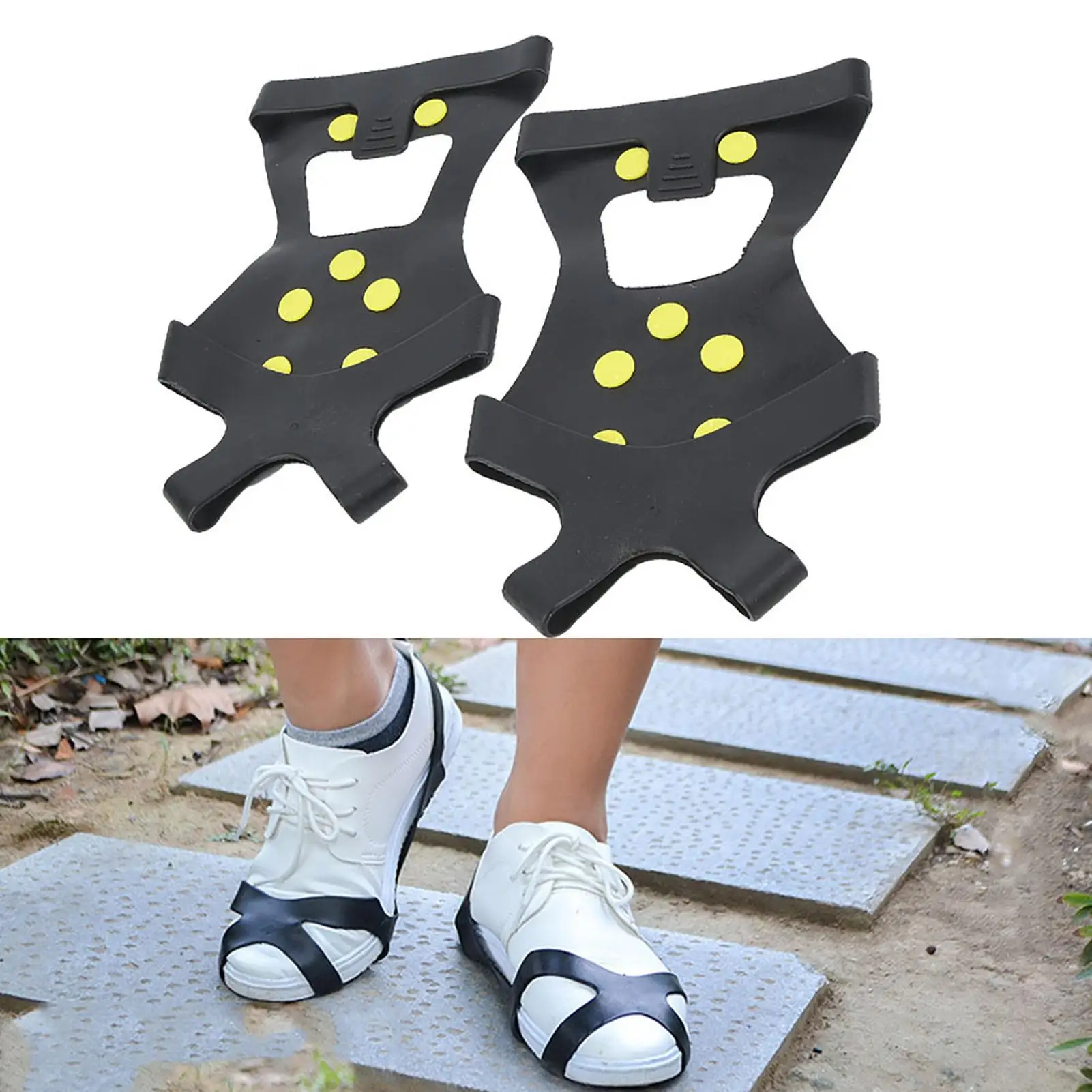 1 Pair Anti-Skid Snow Spike Grips for  Climbing Shoes - Crampons Cleats Overshoes - S, M, L, XL