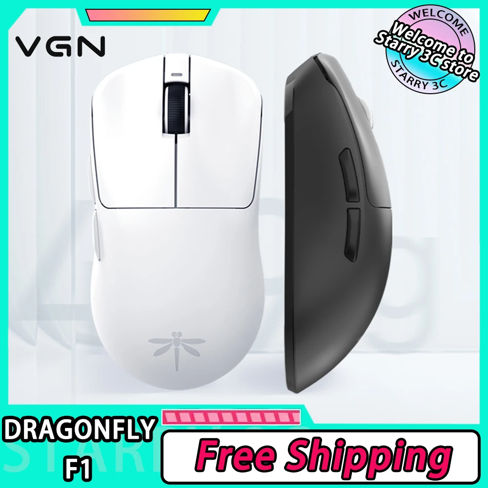 

Беспроводная мышь VGN Dragonfly F1 Pro Max, двойной режим, сенсор PAW3395, легкая игровая мышь с низкой задержкой 4K, ПК, стандартный подарок