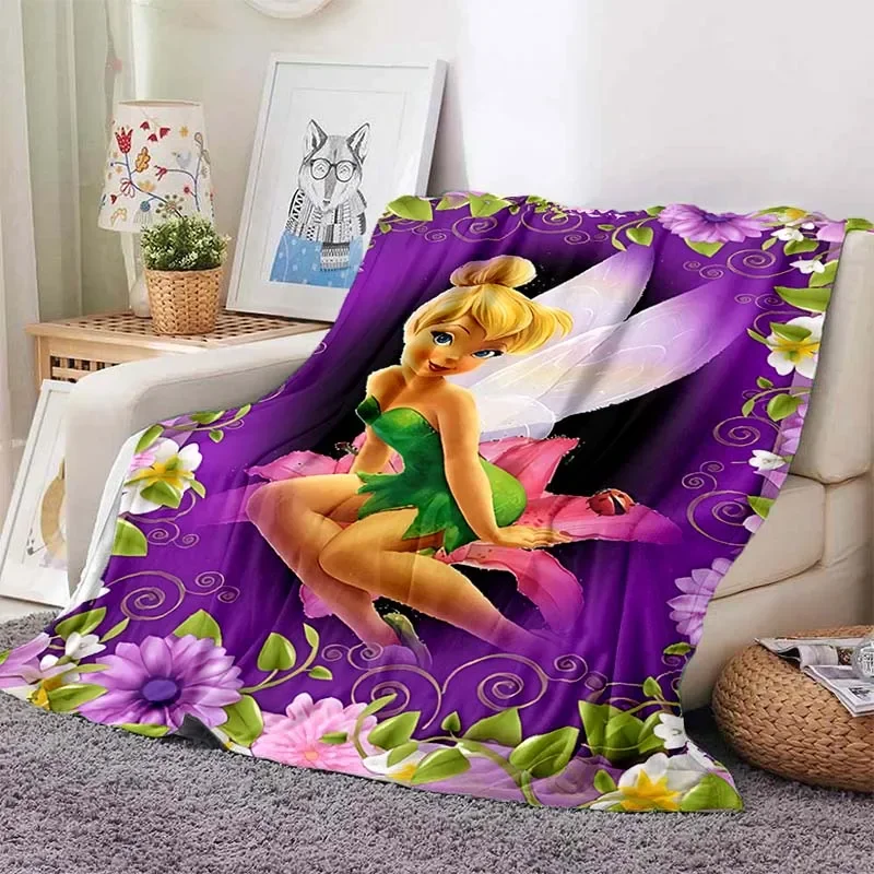 Tinkerbell Warm Soft  Blanket Fluffy Children and Adults Sofa Plush Bedspread Throw Cartoon Blanket for Sofa Bed