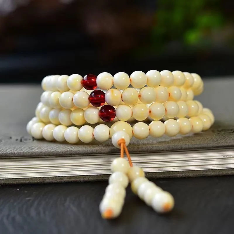 Natural Beeswax and Resin 108 Bead Buddha Bracelet, Stylish Uncoated Handmade Accessories