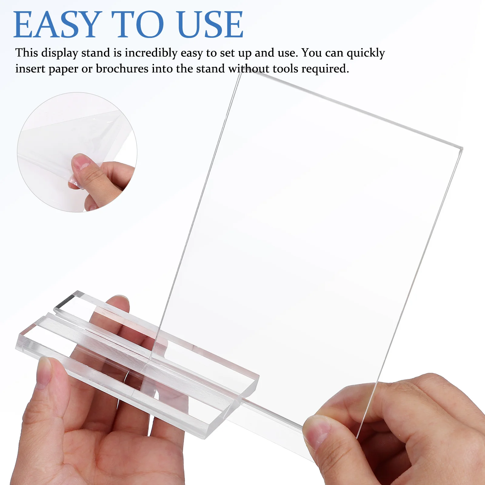 6Pcs Acrylic Sign Holder Display Stand Paper Holder Document Menu Brochure Clear Desk Organizer Display Stand Table Price Signs