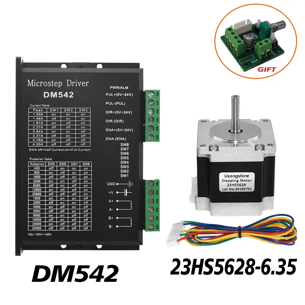 Usongshine Microstep Driver TB6600 DM542 DM556 Stepper Motor 23HS5628 Simple Motor Controller KT02 Nema 23 57 Motor 3 Piece Set