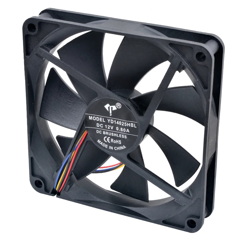 YD14025HBL 14cm 140mm fan 140x140x25mm DC12V 0.80A 4pin pwm high airflow cooling fan for case power supply