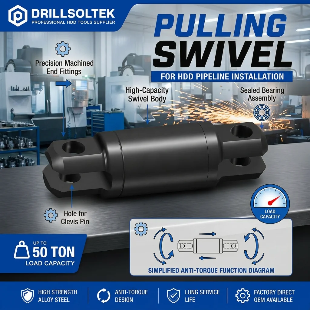 Drillsoltek HDD Drilling Swivel Connector For Heavy Duty Pipe And Cable Pulling
