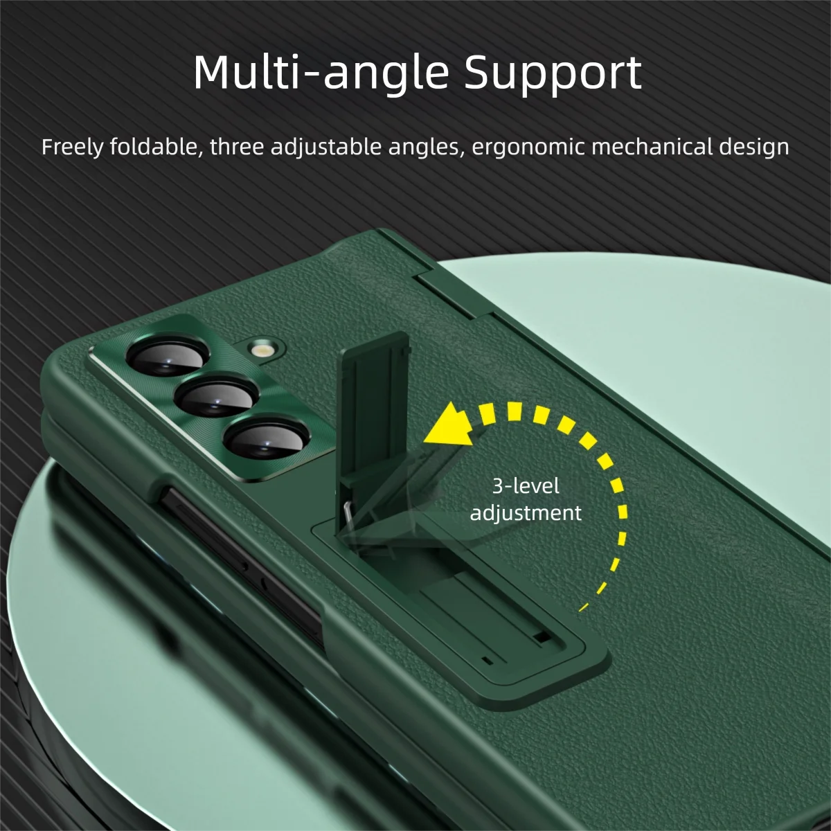 

Leather Phone Case for Samsung Galaxy Z Fold 7 6 5 4 3 Fold6 Fold5 Fold7 Magnetic Hinge Stand Back Cover with Mirror Film YYC006