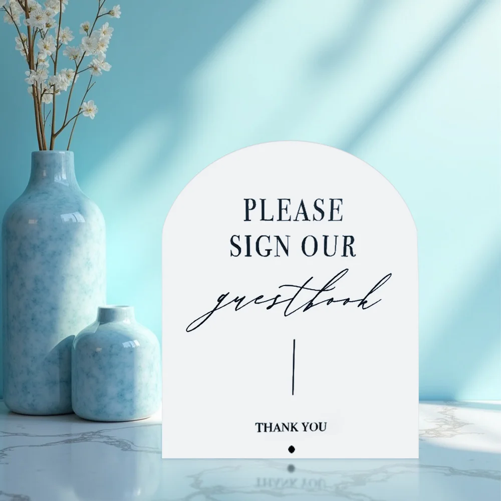 Elegant Crystal Guest Book Sign - "Please Sign Our Guest Book" with Floral Design, Perfect for Wedding Event Decorations