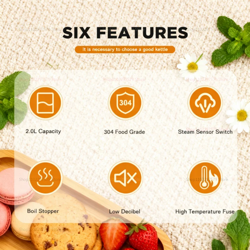 غلاية كهربائية من الفولاذ المقاوم للصدأ، قاعدة فصل، مقاومة للصدأ، غلاية تسخين سريعة متينة للمنزل والمكتب أثناء السفر