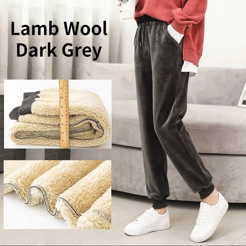 

Women Winter Lamb Fur Cashmere Slim Pants Casual Keep Warm Thick Trousers Harem Pant Lined Fleece Autumn Winter Loose Sweatpants