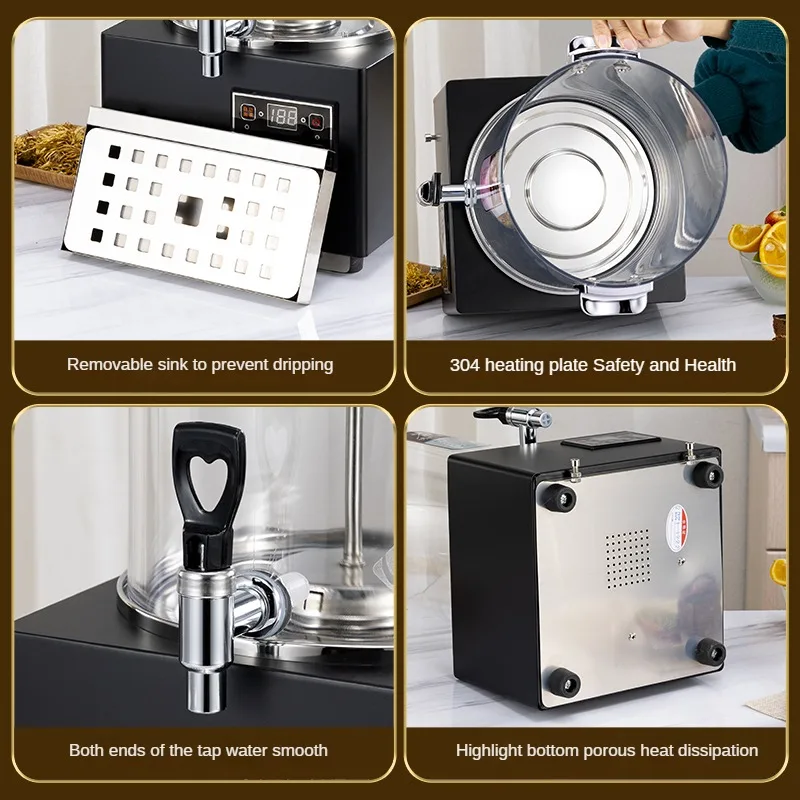 Barril de té inteligente transparente de 220V con calefacción eléctrica y función automática de fabricación de té para cafeterías y talleres de leche