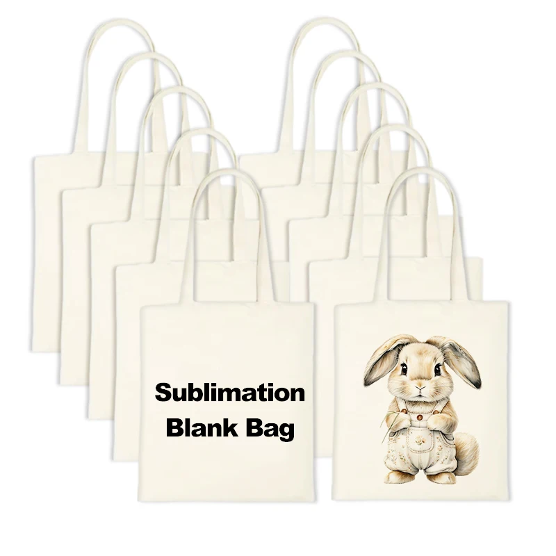 30*35cm White Blank Canvas Tote Bag Reusable Shopping Handbag DIY Sublimation Craft Bags 2Pcs/10Pcs
