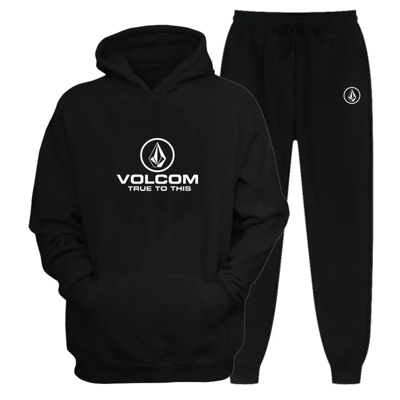 MEN's Volcom New Casual Sports Two Piece Men's Hoodie Printed Fashion Home Outdoor Activity Training Clothing