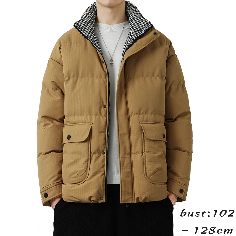 high quality winter jacket and coat for men big size zipper quilted padding new 2023 causal outerwear clothing black white brown